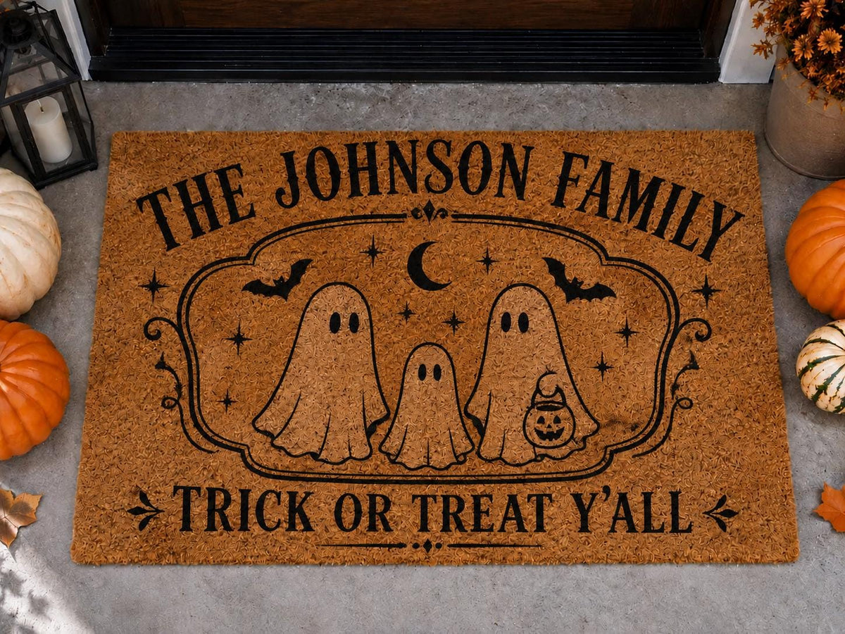 Personalized Halloween Doormat - Custom Family Name Ghost Welcome Mat - image 6