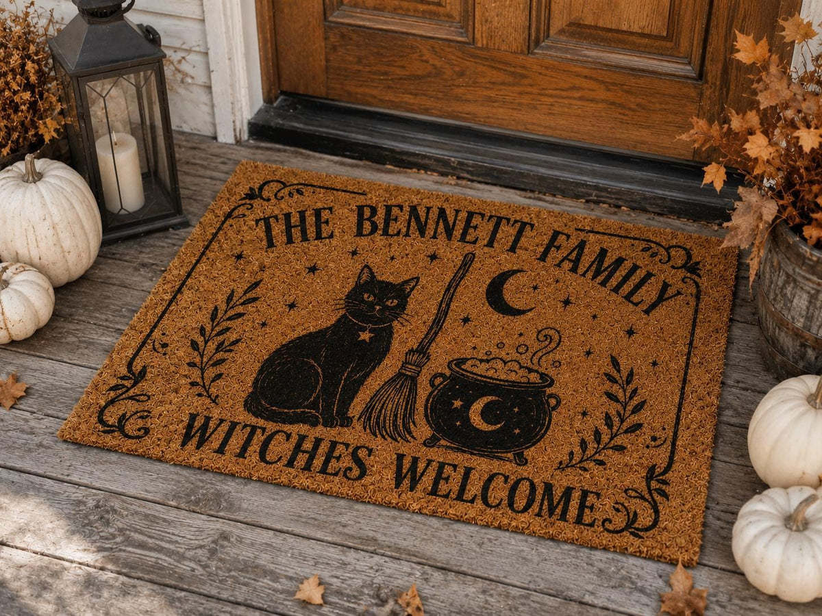 Witches Welcome Doormat - Personalized Family Name Mat - image 4