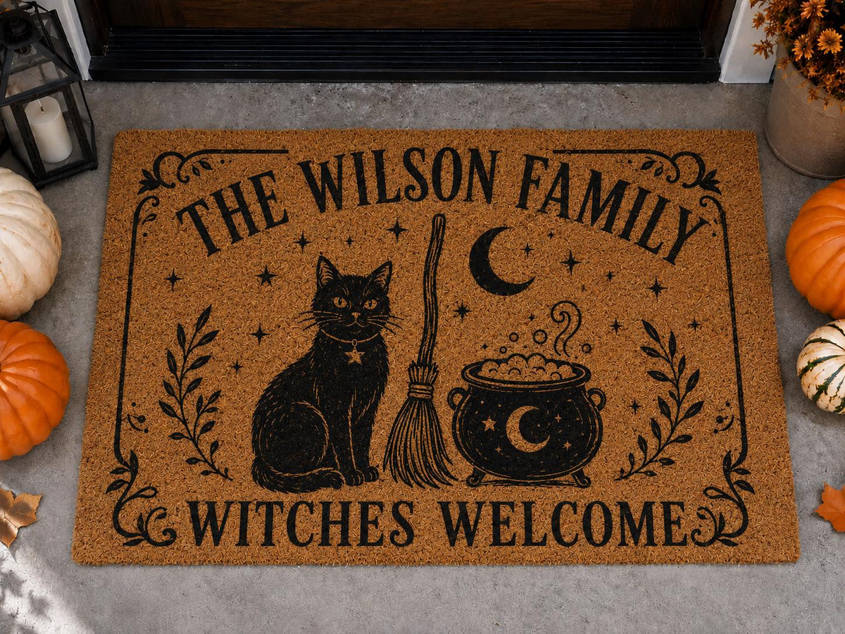 Witches Welcome Doormat - Personalized Family Name Mat - image 6