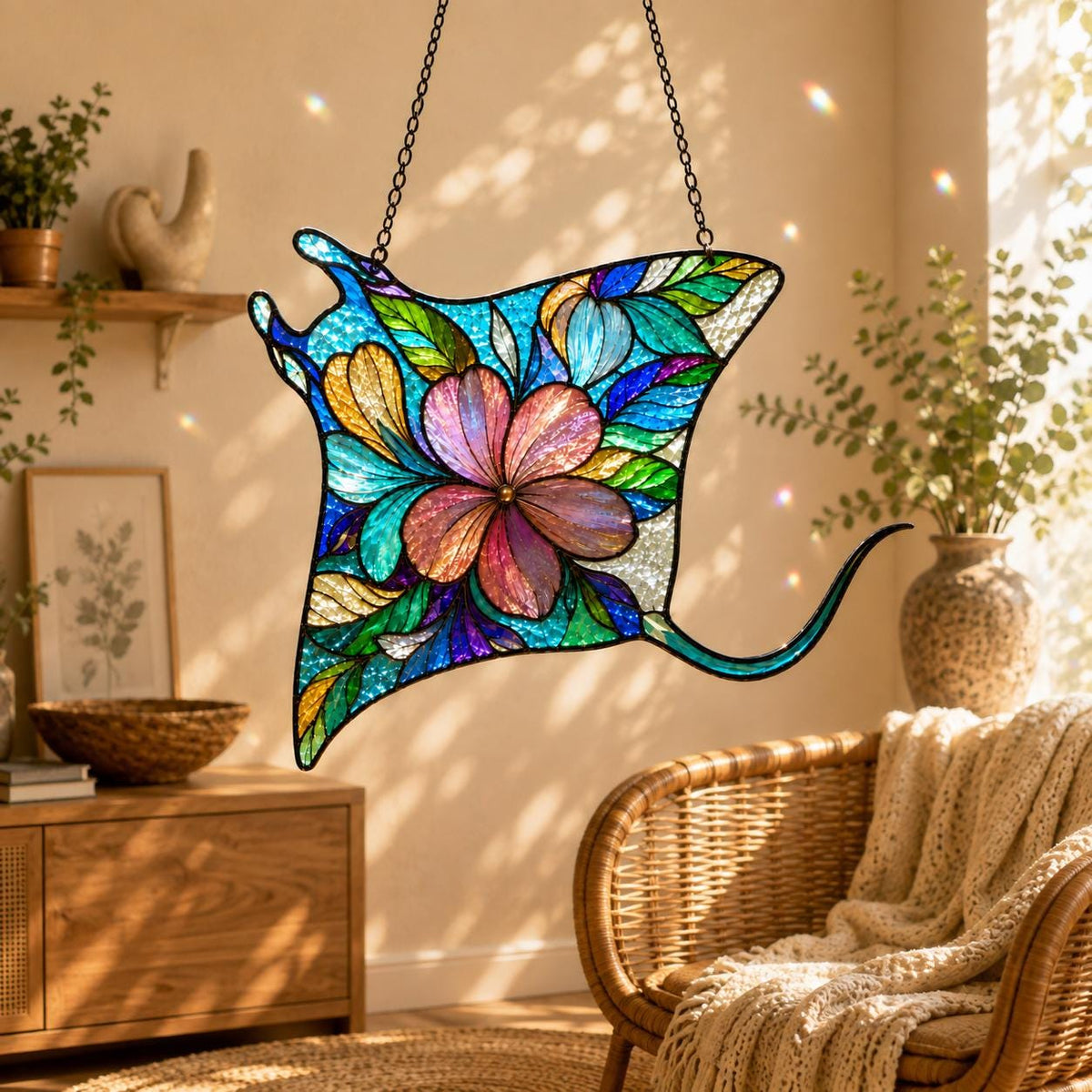 Floral Manta Ray Suncatcher - Acrylic Window Hanging - image 4