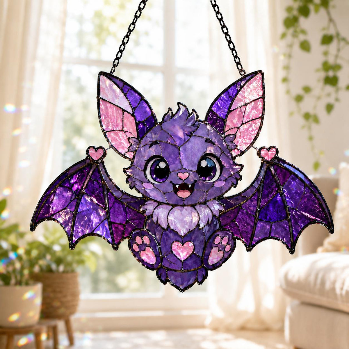 Cute Bat Suncatcher - Purple Acrylic Window Hanging - image 5