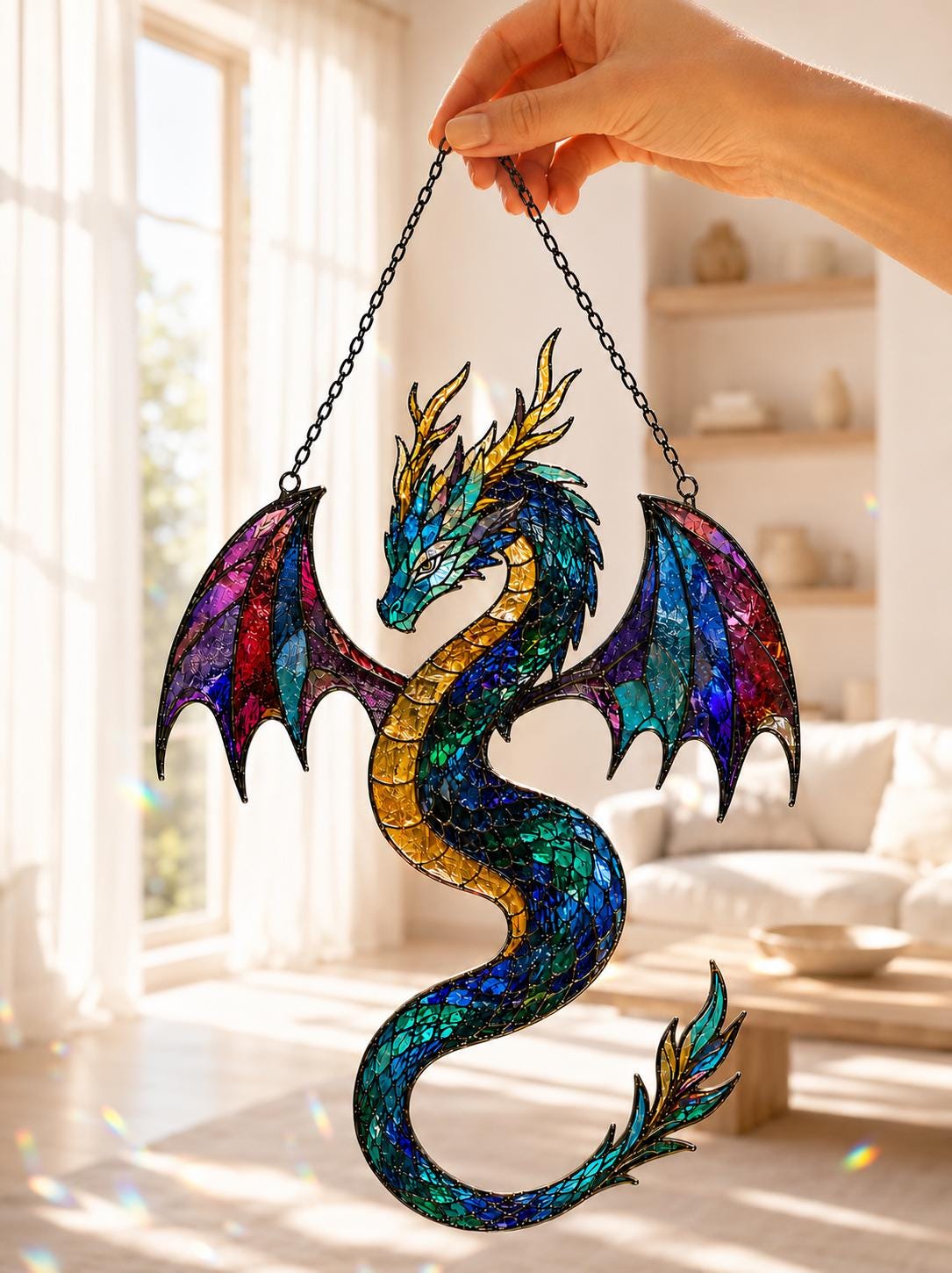 Blue Dragon Suncatcher - Acrylic Window Hanging - image 4