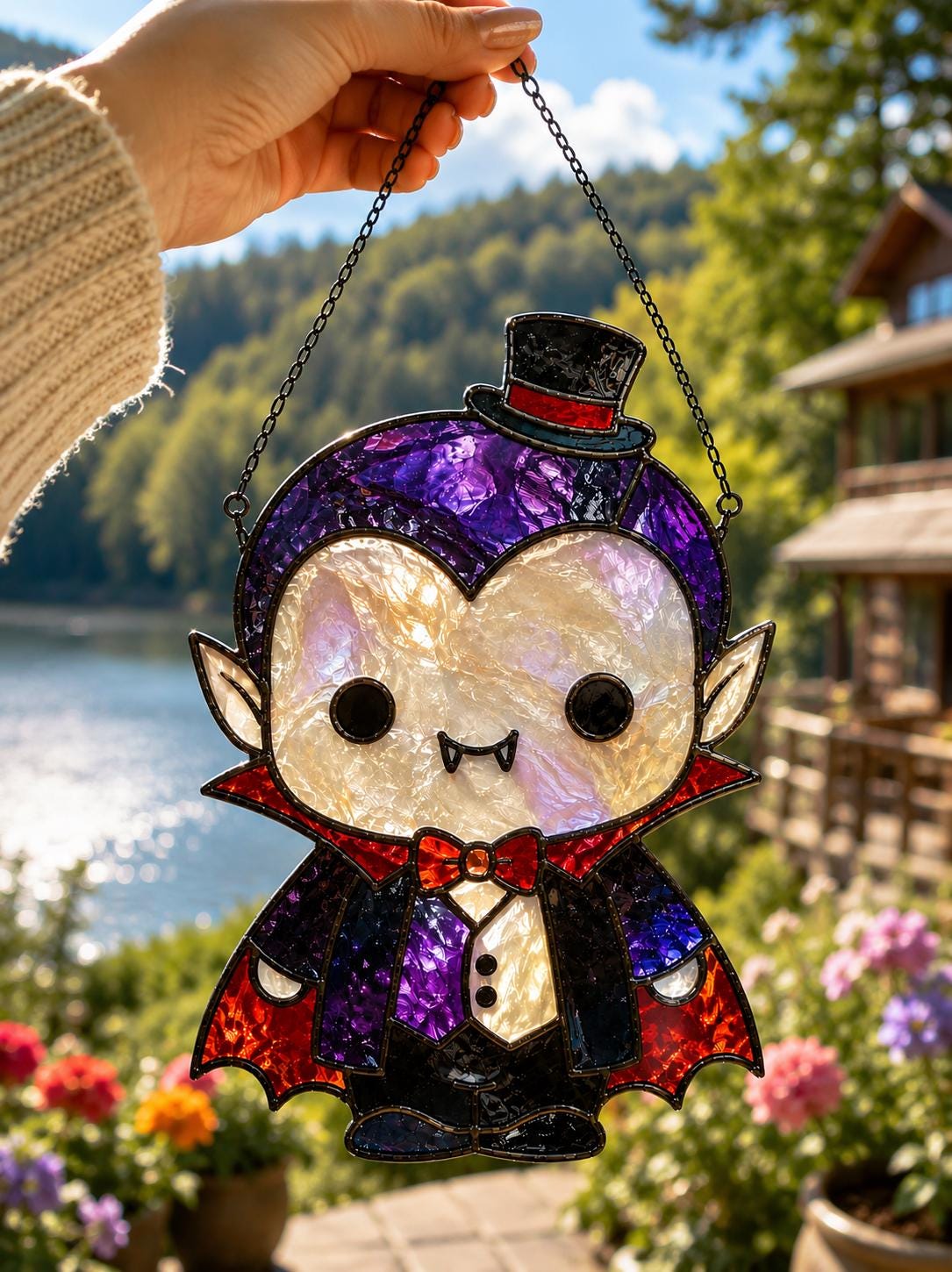 Vampire Bat Suncatcher - Halloween Acrylic Window Hanging - image 4