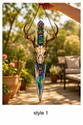 Deer Skull Dagger Suncatcher - Gothic Antler Acrylic Window Hanging