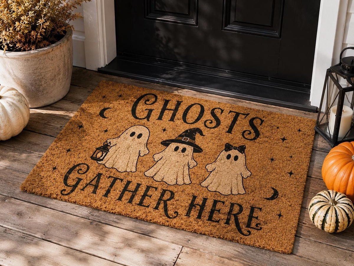 Ghosts Gather Here Doormat - Halloween Ghost Welcome Mat - image 6