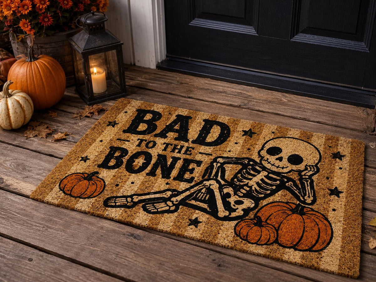 Bad to the Bone Doormat - Halloween Skeleton Welcome Mat - image 3