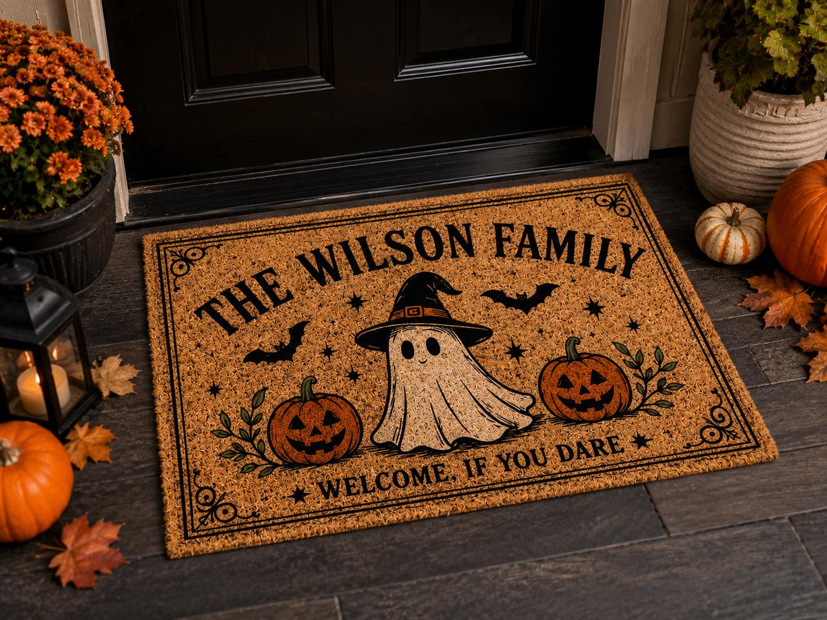Personalized Halloween Doormat - Custom Family Name Ghost Welcome Mat - image 3
