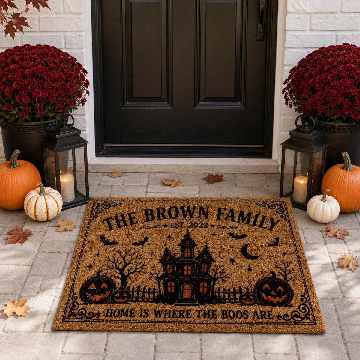 Haunted House Doormat - Personalized Family Name Halloween Mat - image 3