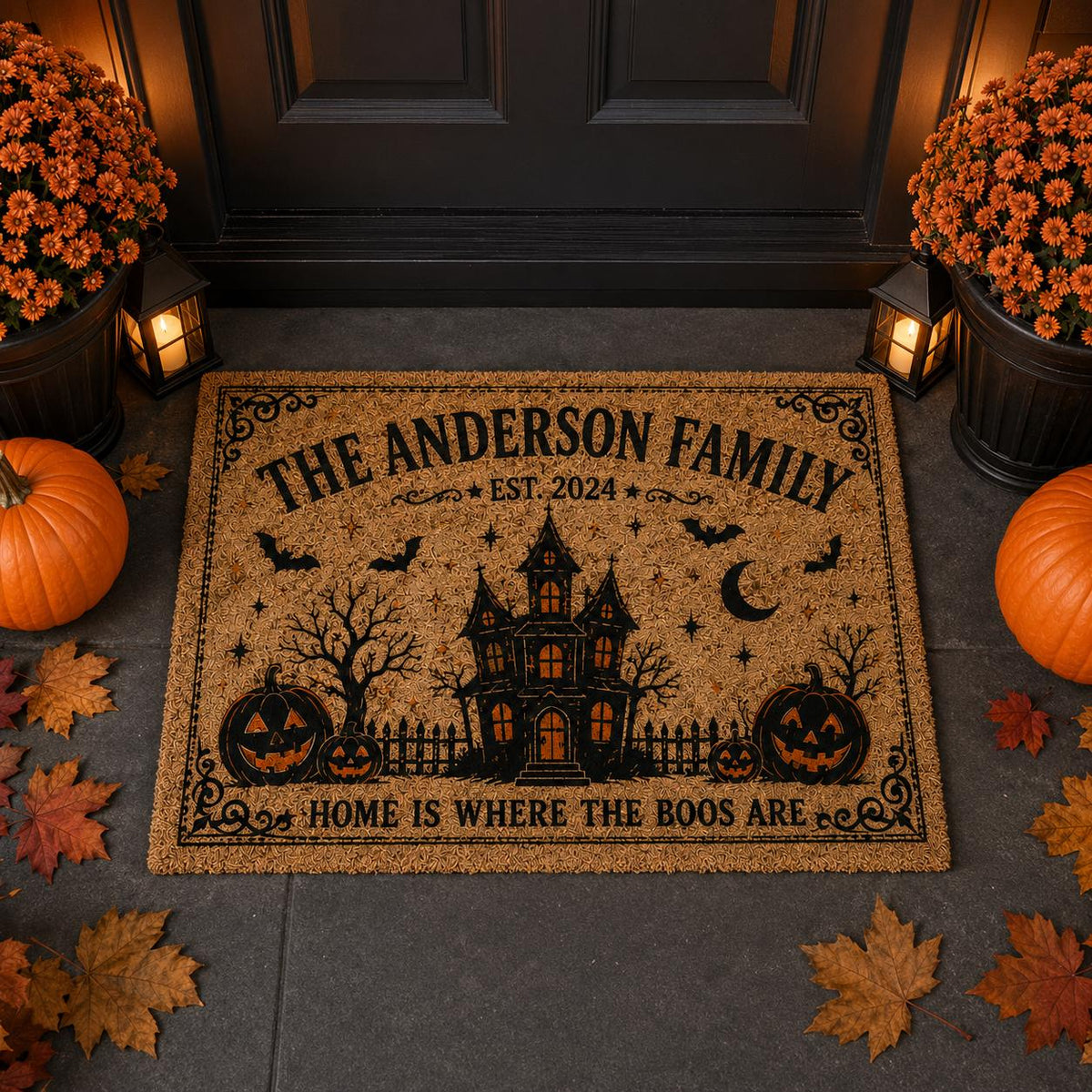 Haunted House Doormat - Personalized Family Name Halloween Mat - image 5