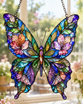 Botanical Butterfly Suncatcher - Acrylic Floral Window Hanging