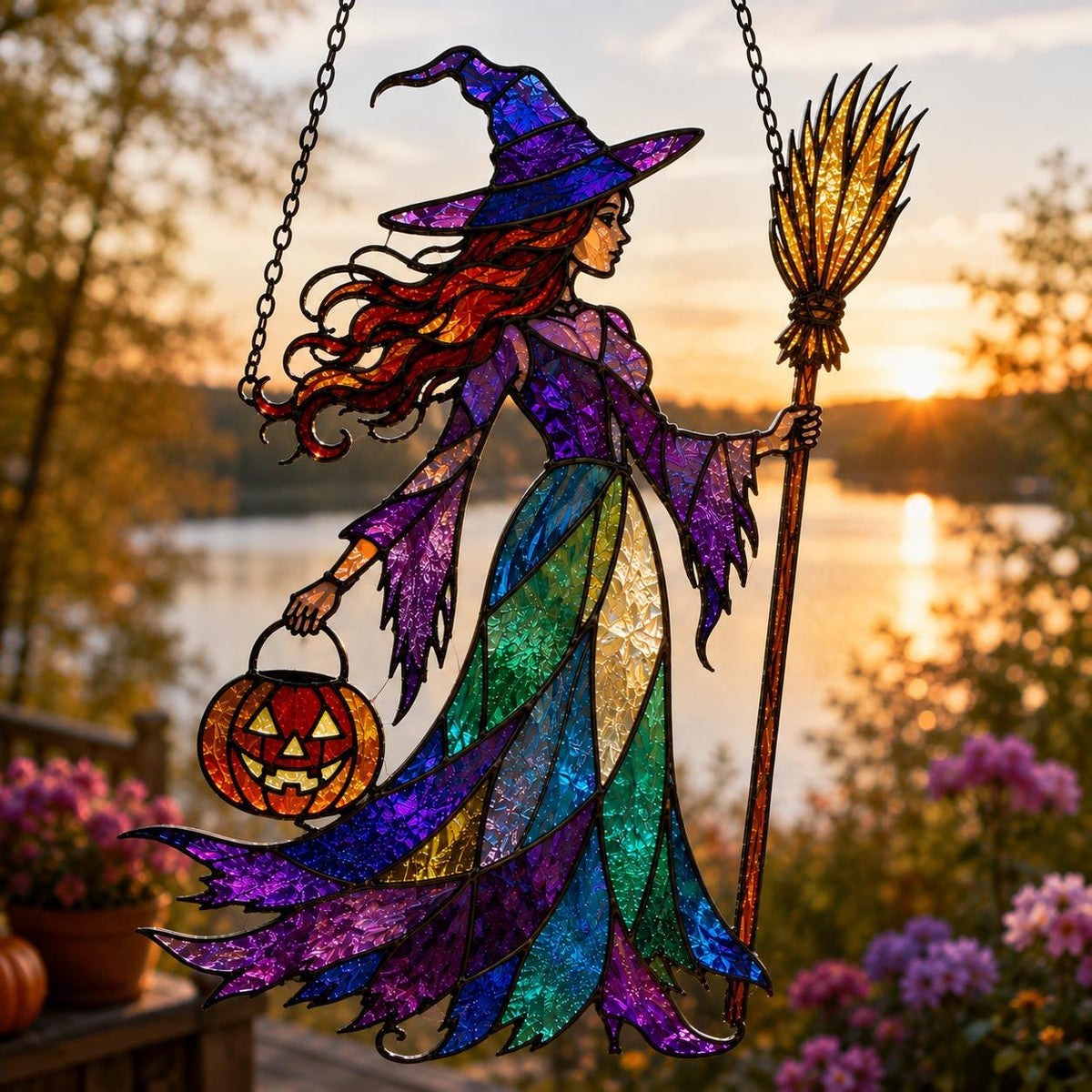 Halloween Witch Suncatcher - Acrylic Window Hanging