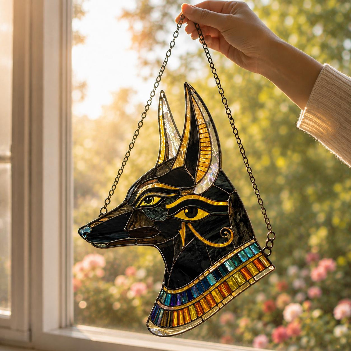 Anubis Suncatcher - Acrylic Egyptian Window Hanging - image 4