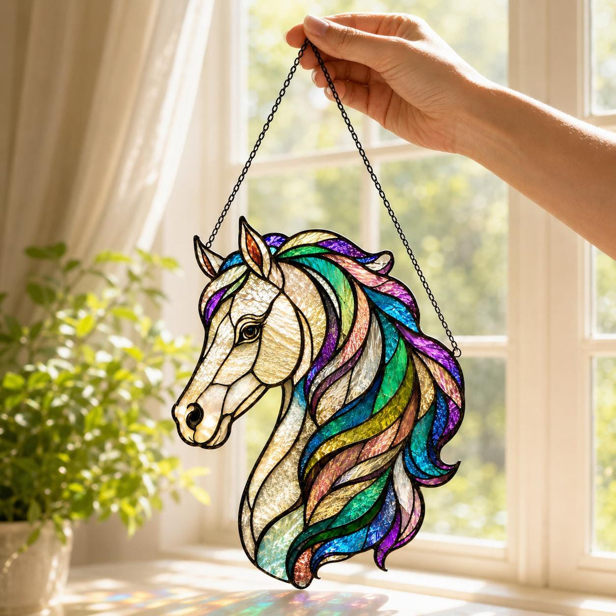 Rainbow Horse Suncatcher - Acrylic Horse Window Hanging - image 3