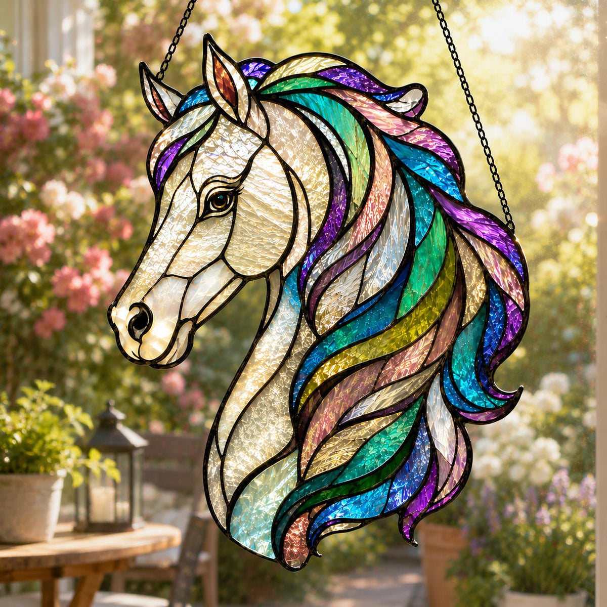 Rainbow Horse Suncatcher - Acrylic Horse Window Hanging