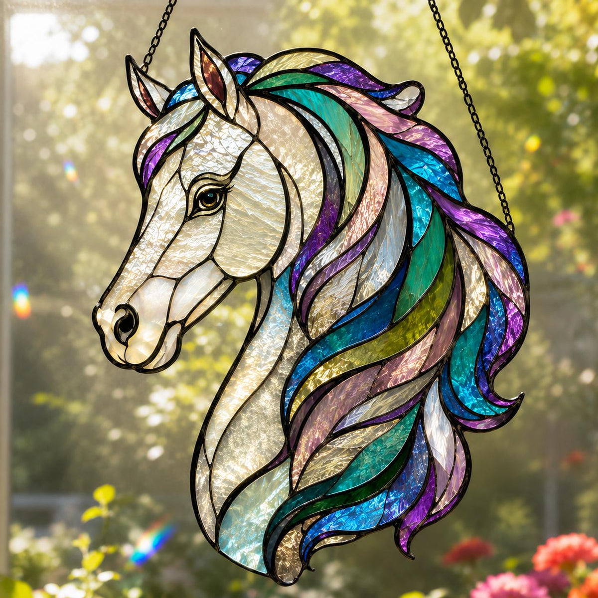 Rainbow Horse Suncatcher - Acrylic Horse Window Hanging - image 4