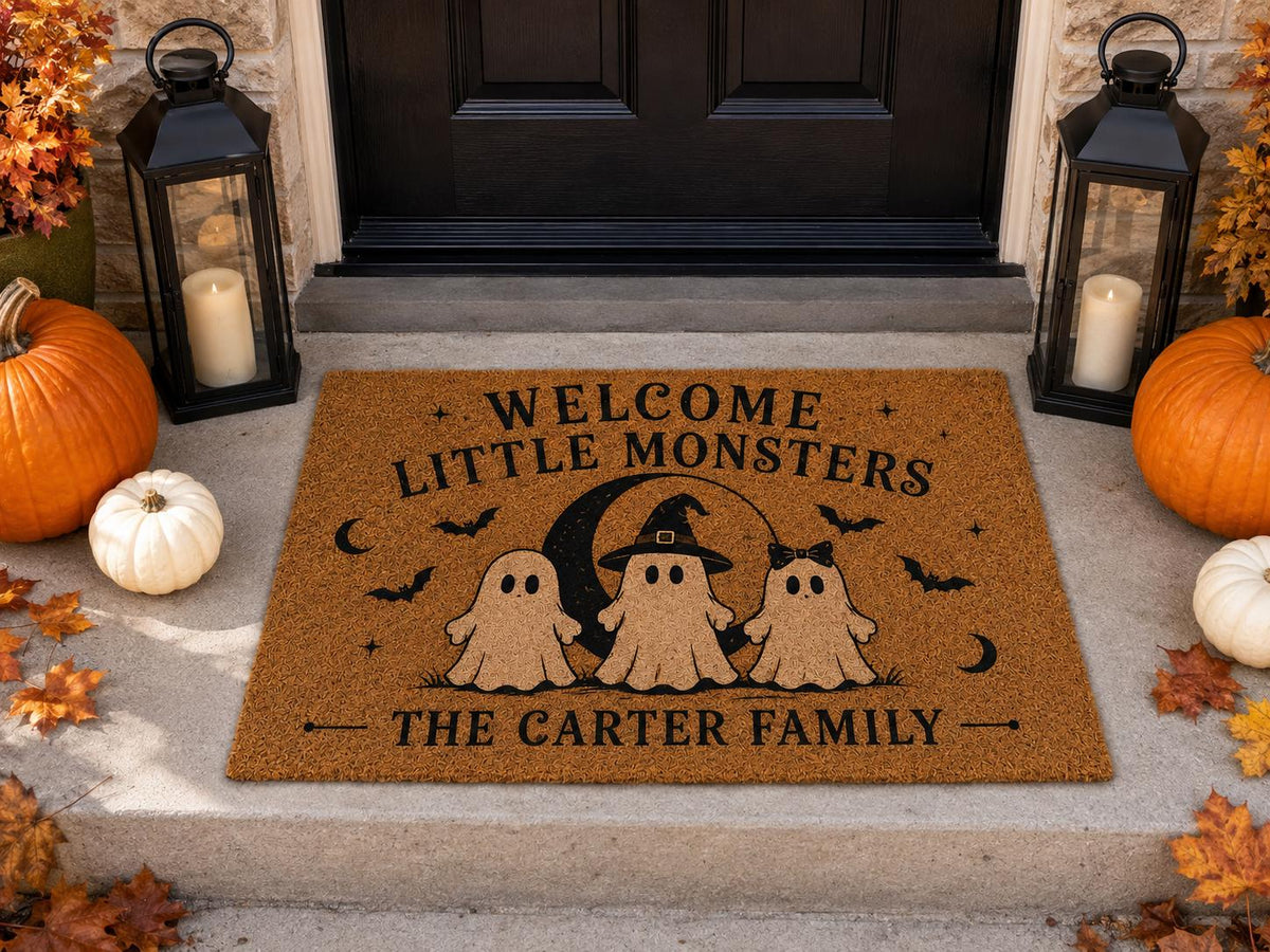 Welcome Little Monsters Doormat - Custom Ghost Family Name Mat - image 4