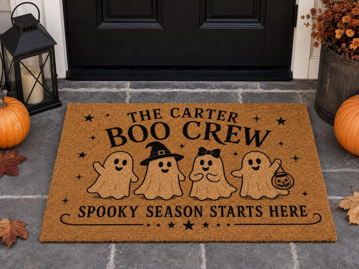 Boo Crew Family Doormat - Custom Ghost Family Name Mat