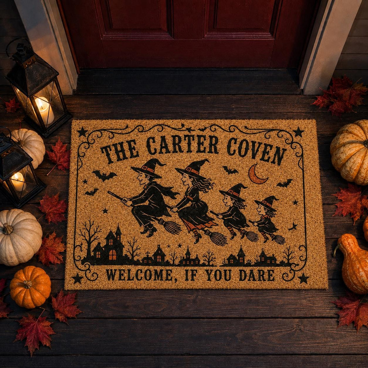 Personalized Halloween Doormat - Custom Family Name Witch Coven Mat - image 6