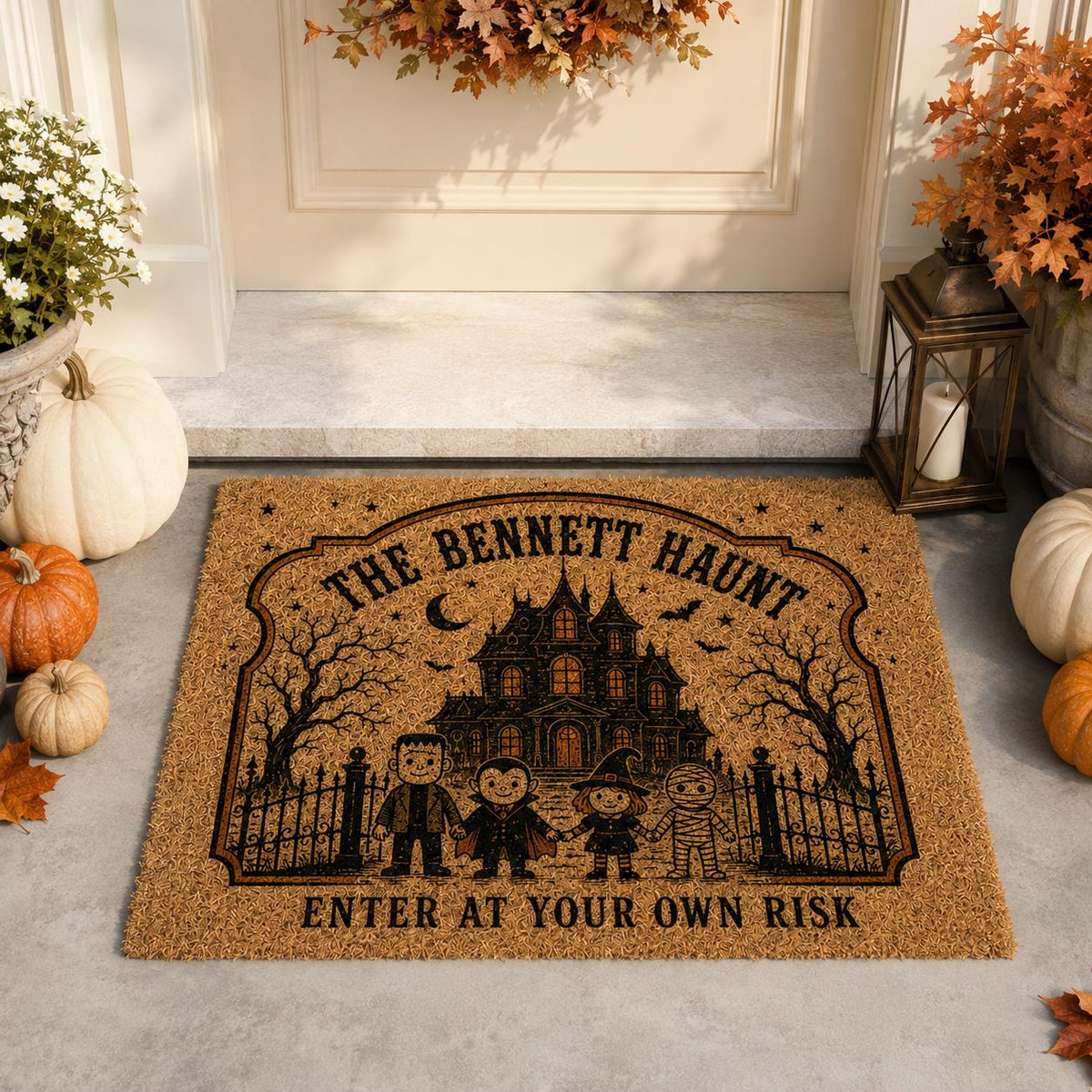 Haunted House Doormat - Personalized Monster Family Mat - image 3