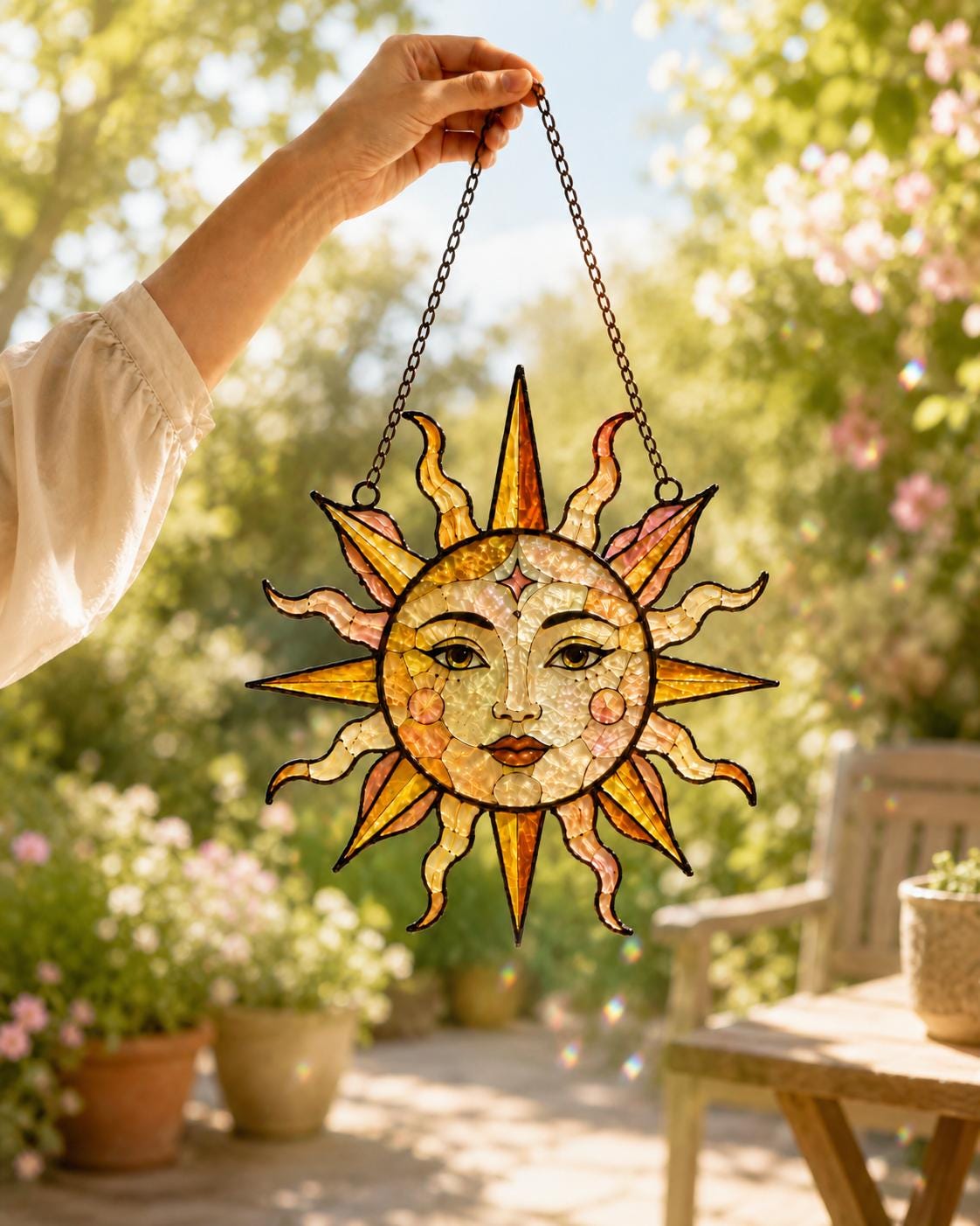 Celestial Sun Suncatcher - Acrylic Stained Glass Window Hanging - image 2
