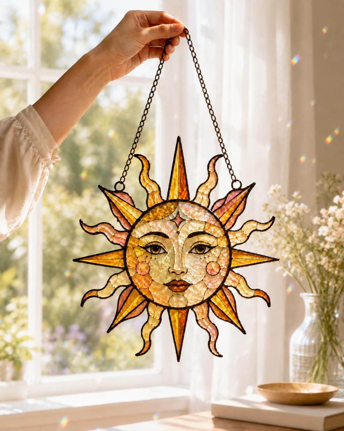 Celestial Sun Suncatcher - Acrylic Stained Glass Window Hanging - image 4