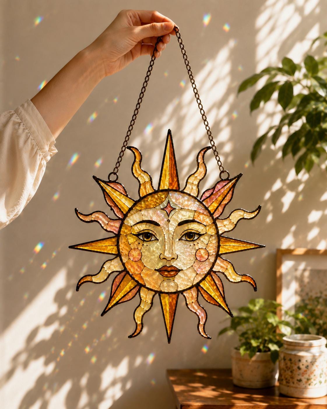 Celestial Sun Suncatcher - Acrylic Stained Glass Window Hanging - image 6