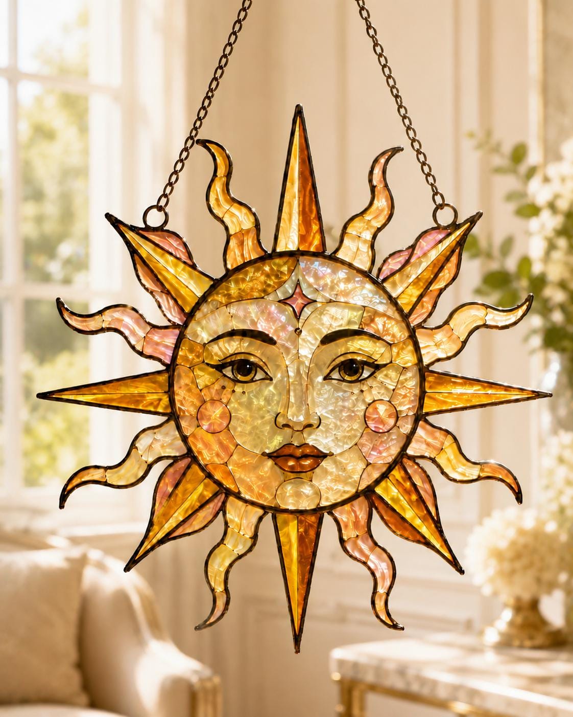 Celestial Sun Suncatcher - Acrylic Stained Glass Window Hanging - image 5