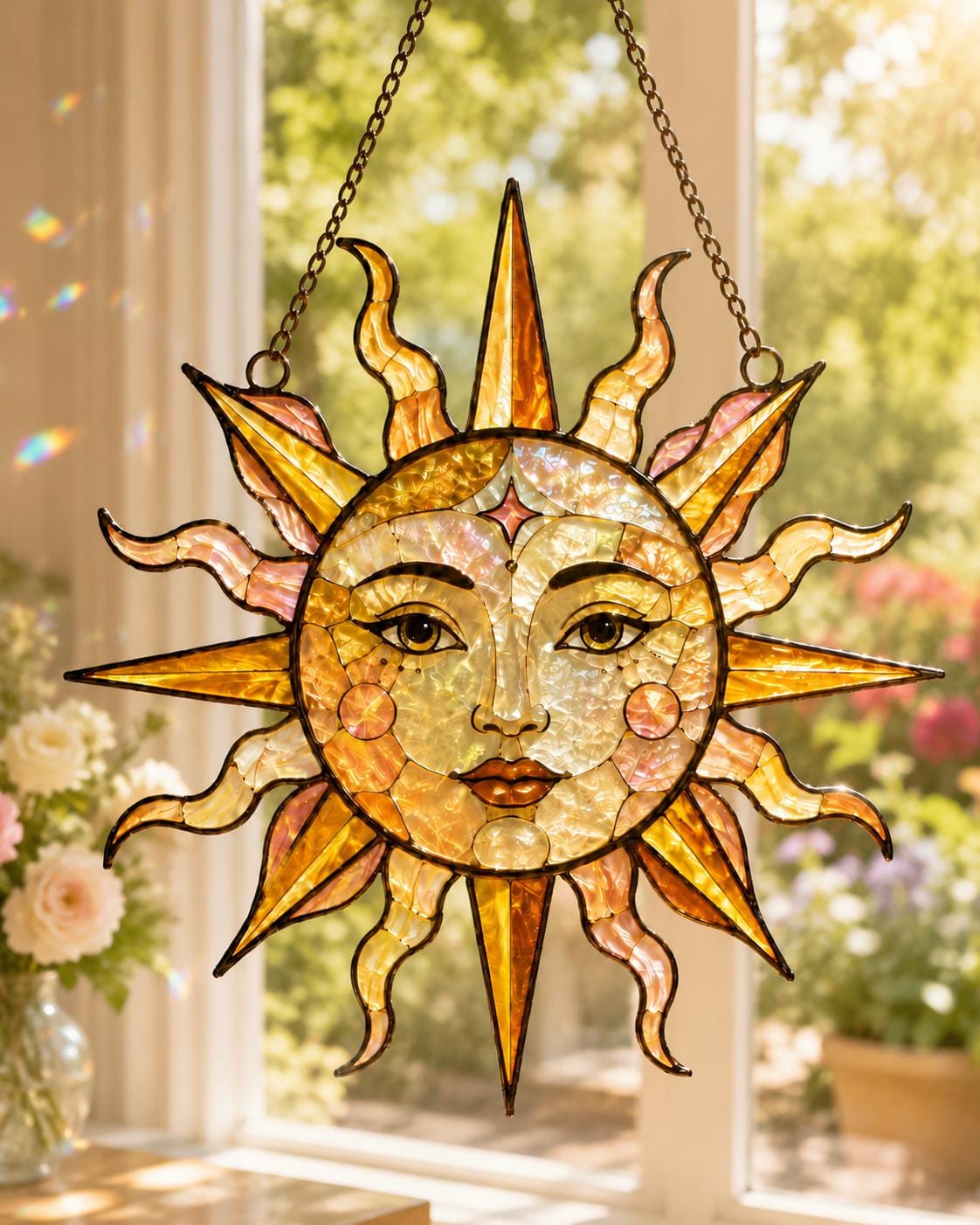 Celestial Sun Suncatcher - Acrylic Stained Glass Window Hanging - image 3