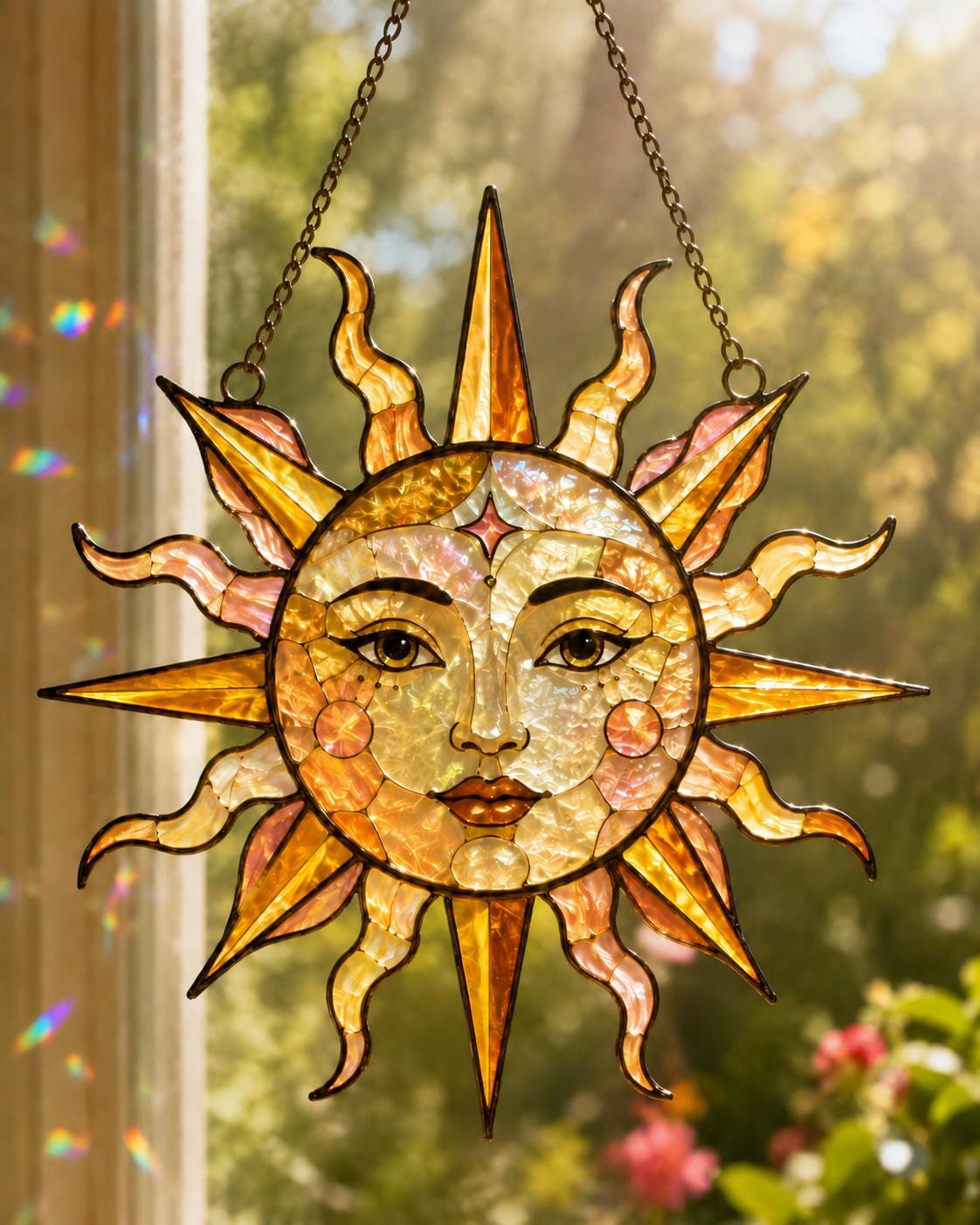 Celestial Sun Suncatcher - Acrylic Stained Glass Window Hanging