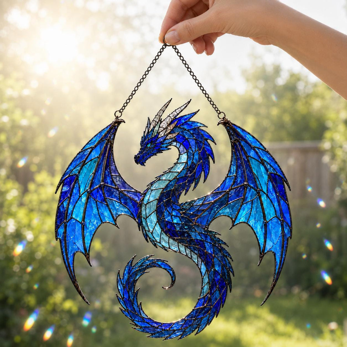 Blue Dragon Suncatcher - Acrylic Dragon Window Hanging - image 6