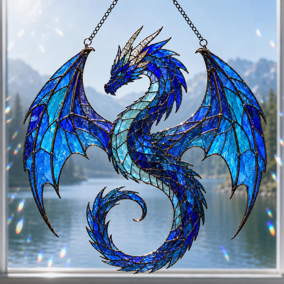Blue Dragon Suncatcher - Acrylic Dragon Window Hanging - image 3