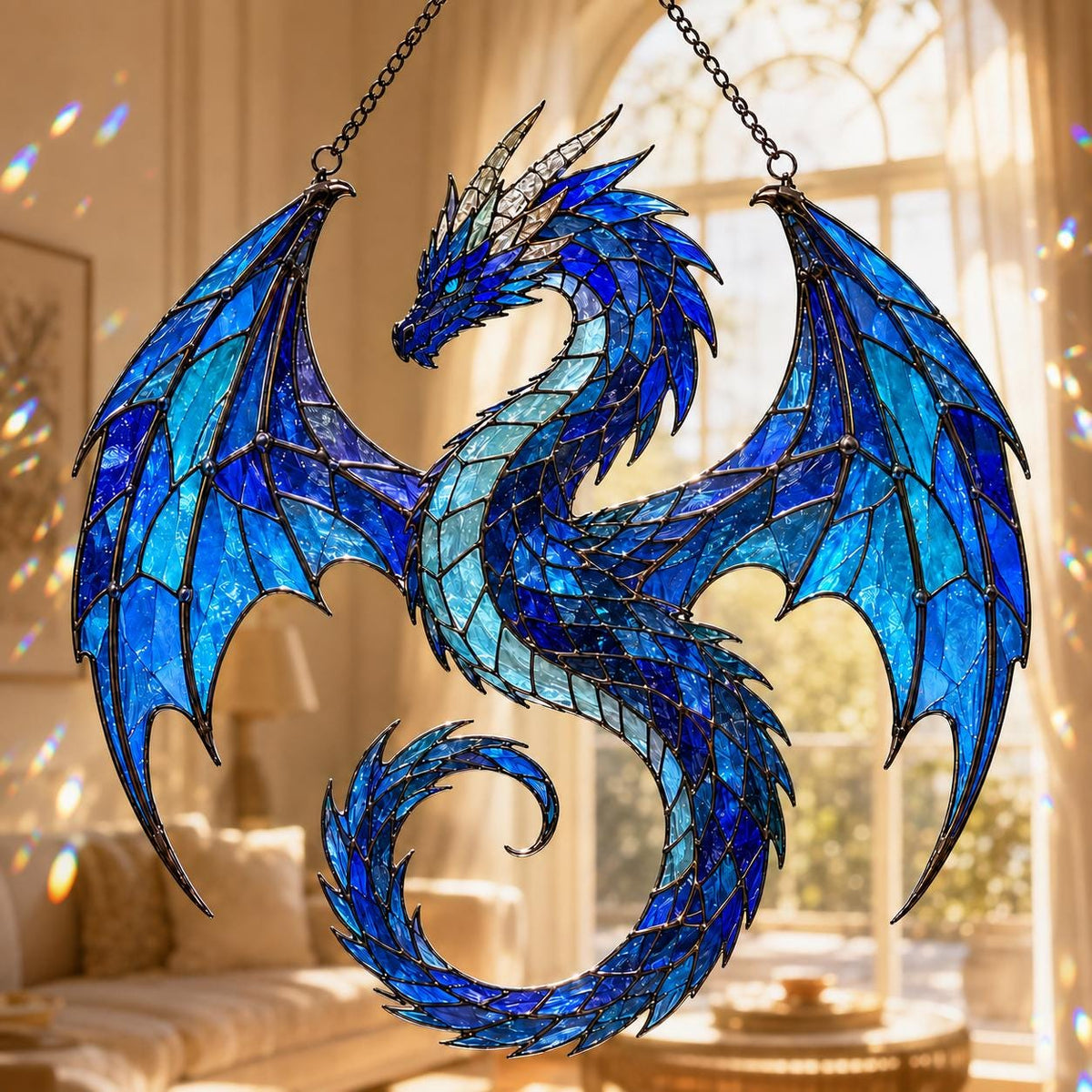 Blue Dragon Suncatcher - Acrylic Dragon Window Hanging - image 5
