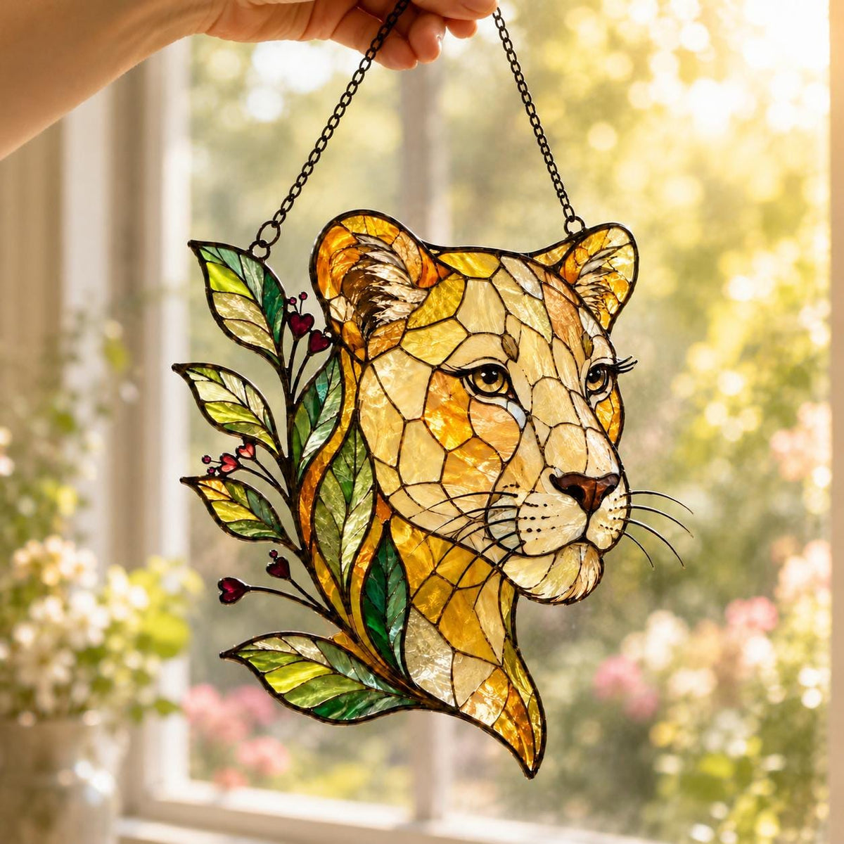 Lioness Suncatcher - Floral Acrylic Window Hanging - image 6
