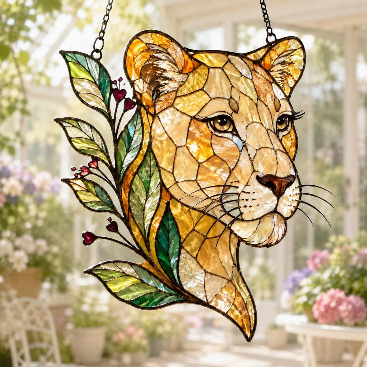 Lioness Suncatcher - Floral Acrylic Window Hanging - image 3