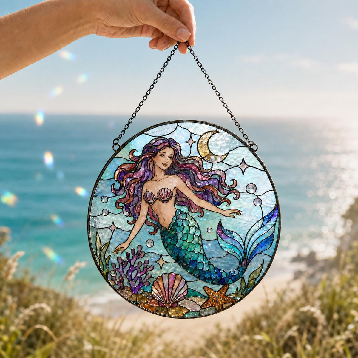 Mermaid Suncatcher - Acrylic Mermaid Window Hanging - image 2