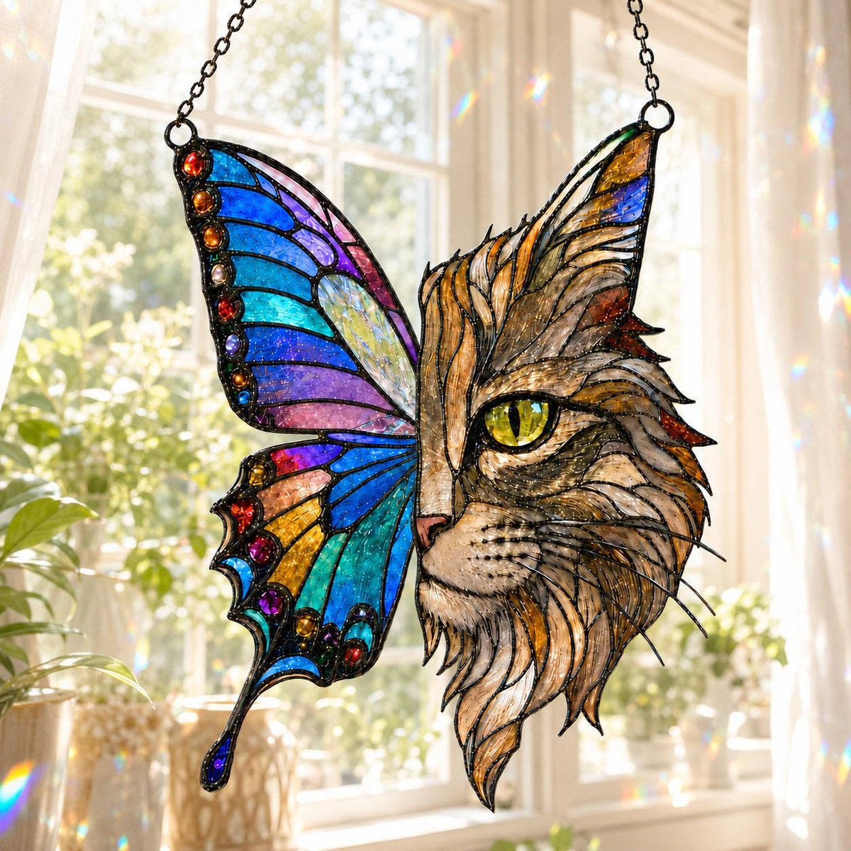 Butterfly Cat Suncatcher - Acrylic Cat Window Hanging - image 3