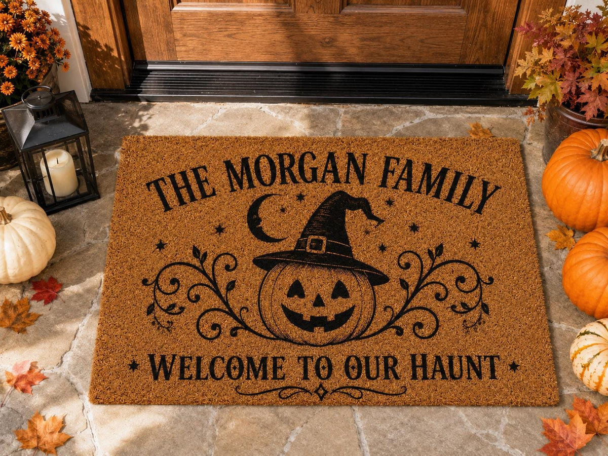 Halloween Paw-Ty Doormat - Witch Cat Mummy Dog Welcome Mat