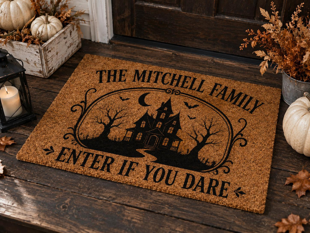 Personalized Haunted House Doormat - Custom Family Name Halloween Mat - image 5