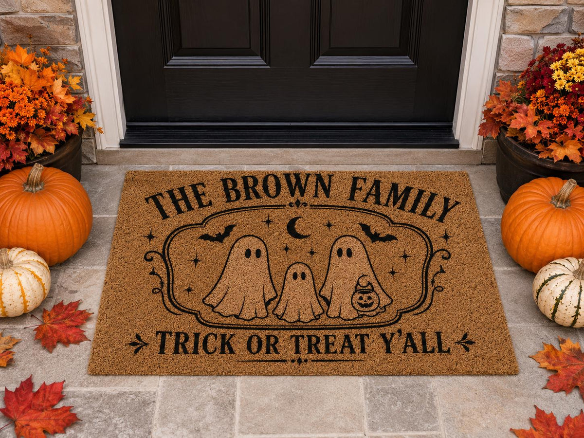 Personalized Halloween Doormat - Custom Family Name Ghost Welcome Mat - image 2