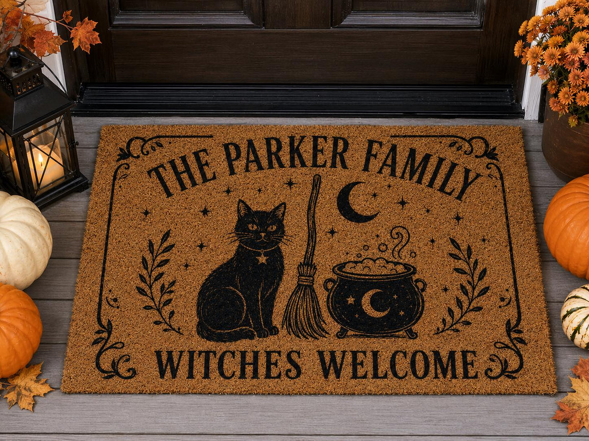 Witches Welcome Doormat - Personalized Family Name Mat - image 3