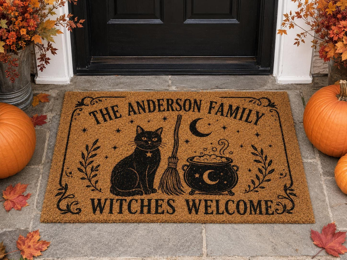 Witches Welcome Doormat - Personalized Family Name Mat - image 2