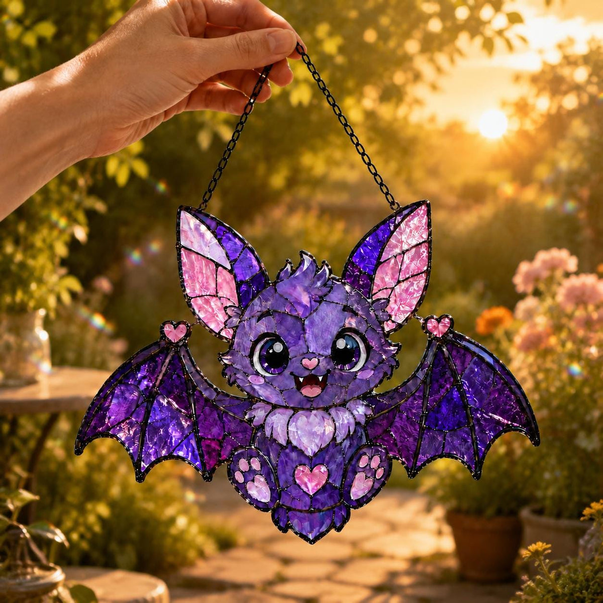 Cute Bat Suncatcher - Purple Acrylic Window Hanging - image 2