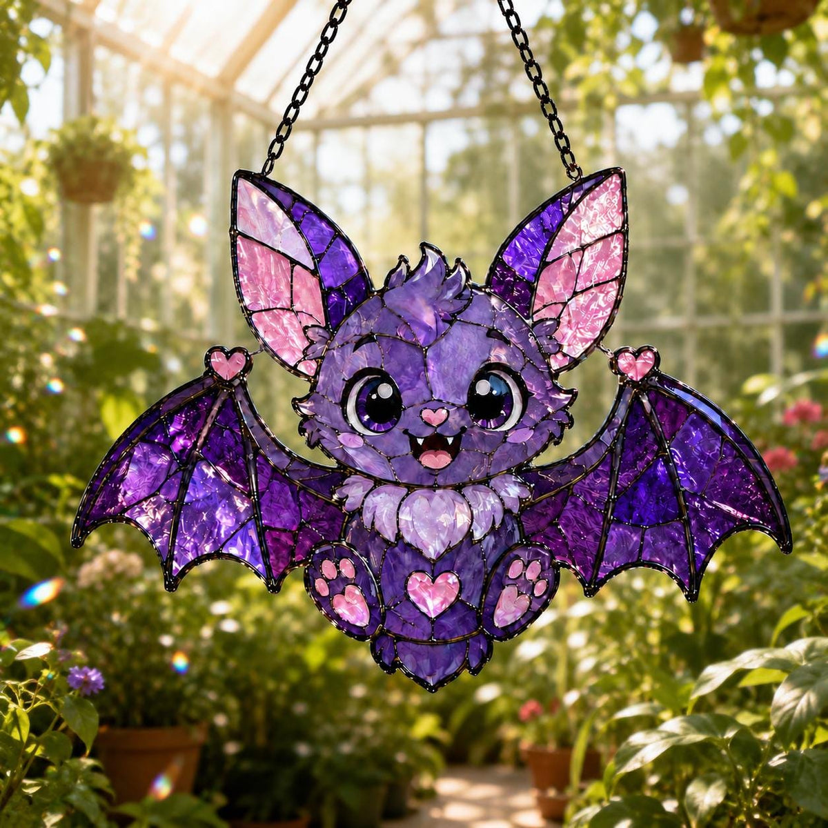 Cute Bat Suncatcher - Purple Acrylic Window Hanging - image 4