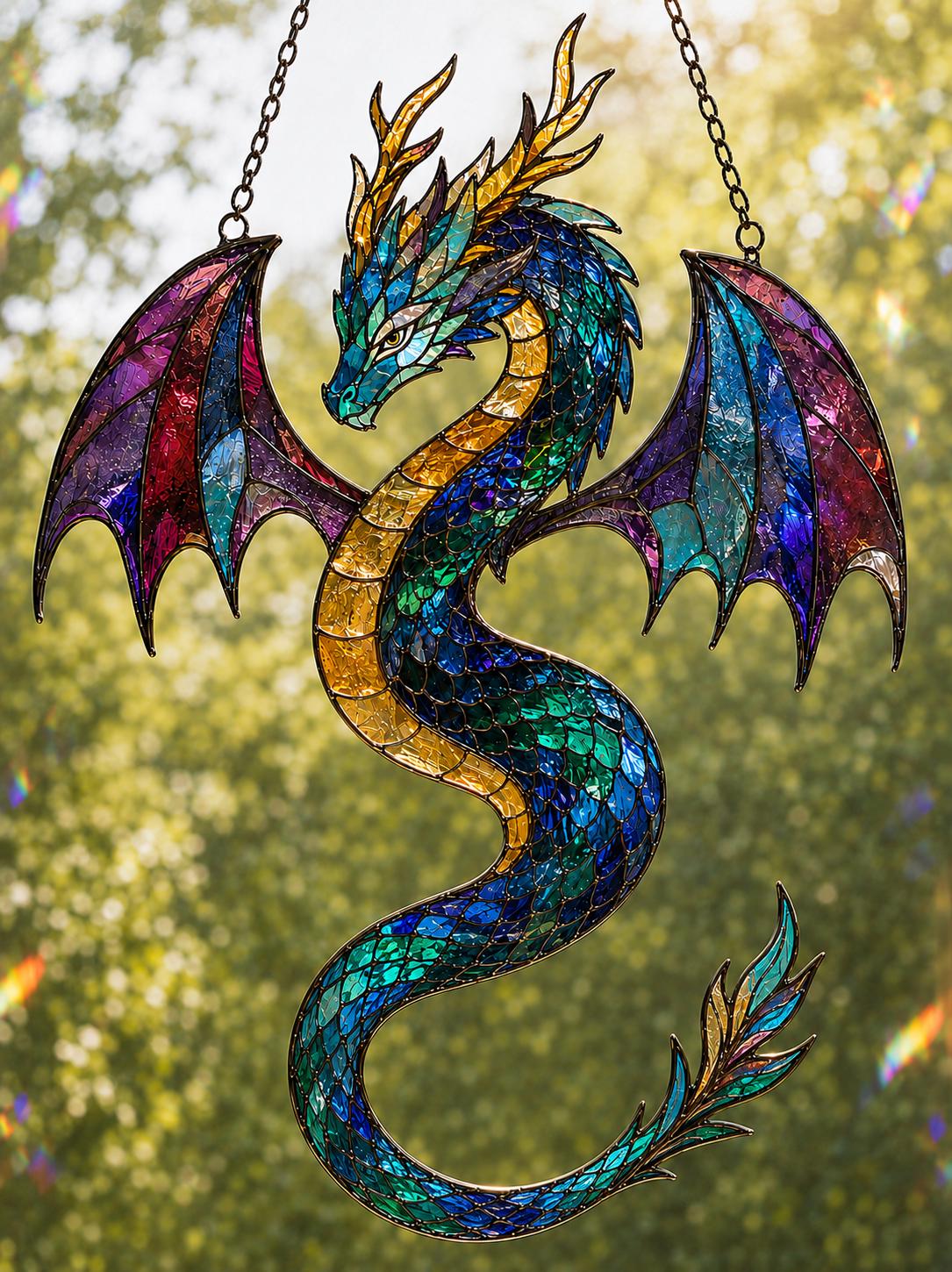 Blue Dragon Suncatcher - Acrylic Window Hanging