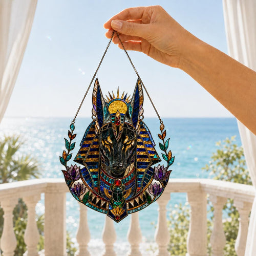 Anubis Suncatcher - Acrylic Egyptian God Window Hanging - image 2