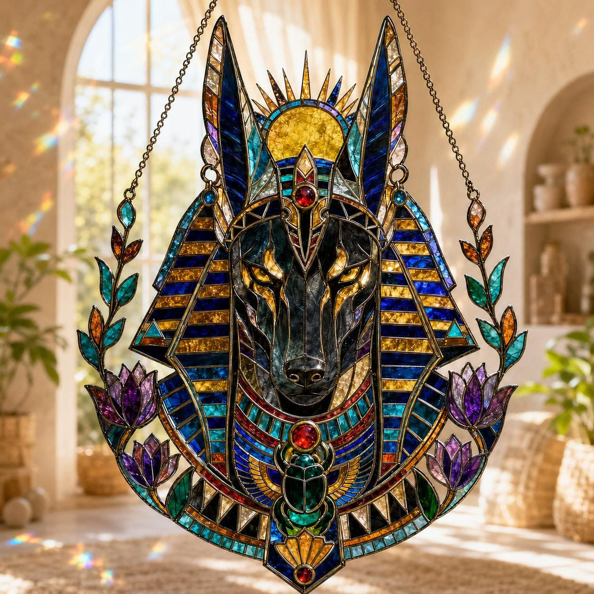 Anubis Suncatcher - Acrylic Egyptian God Window Hanging - image 5