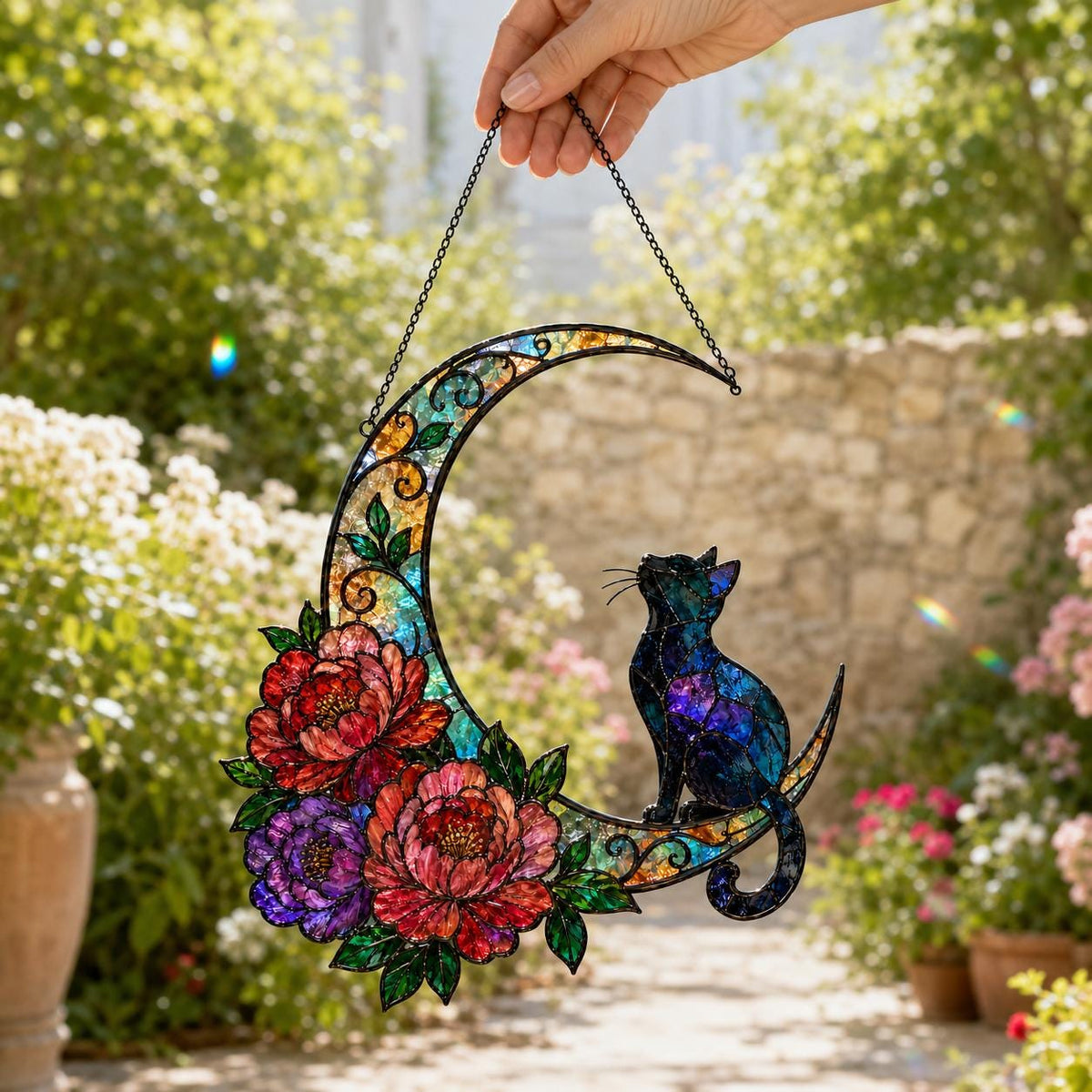 Cat Moon Suncatcher - Acrylic Cat Window Hanging - image 6