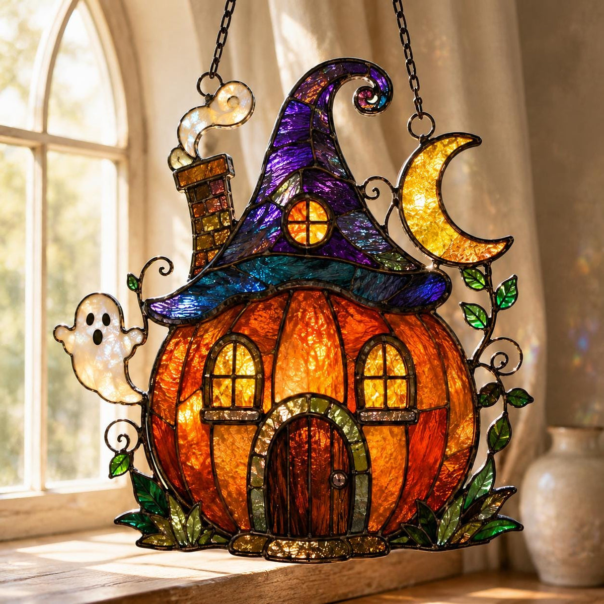Halloween Pumpkin House Suncatcher - Acrylic Window Hanging - image 5