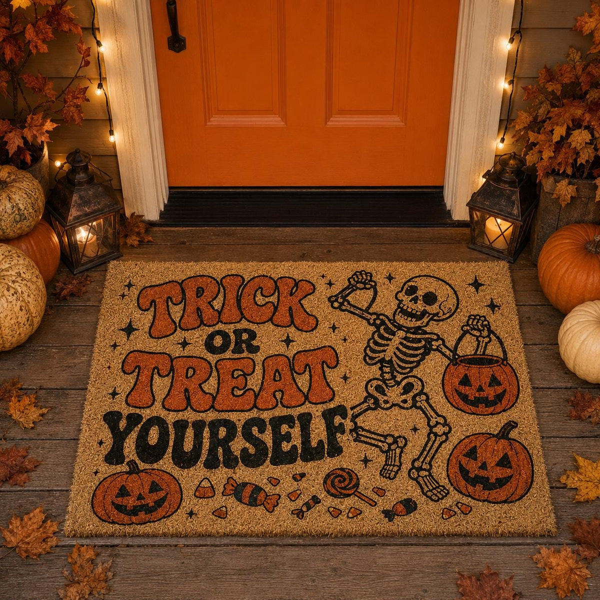 Trick or Treat Yourself Doormat - Halloween Skeleton Door Mat - image 6