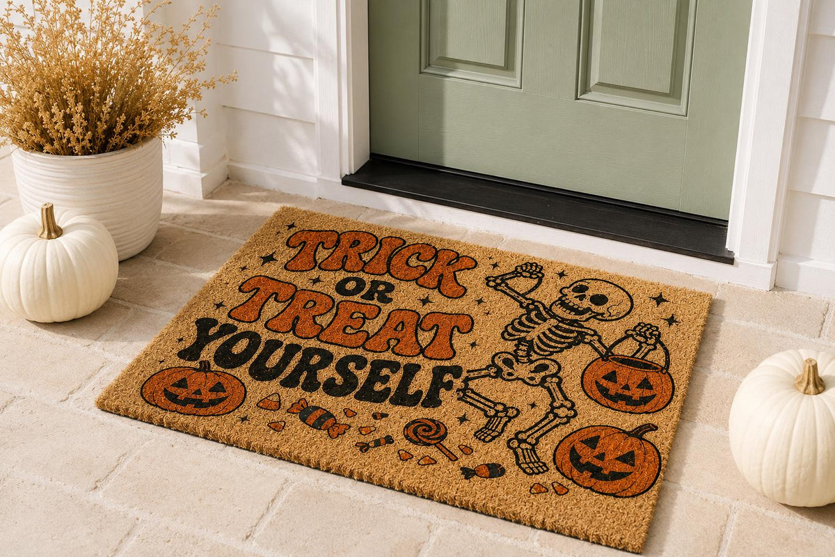 Trick or Treat Yourself Doormat - Halloween Skeleton Door Mat - image 5
